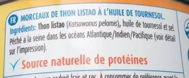 Thon ingredients label