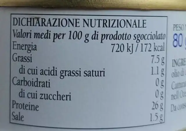 La conservera nutrition facts table