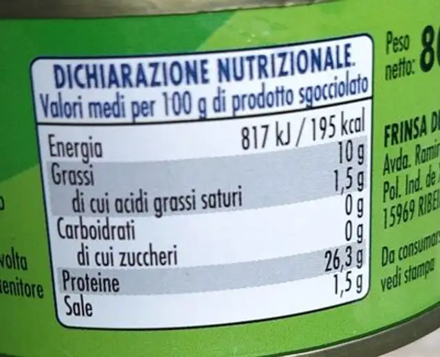 Tonno all'olio d'oliva Noro nutrition facts table