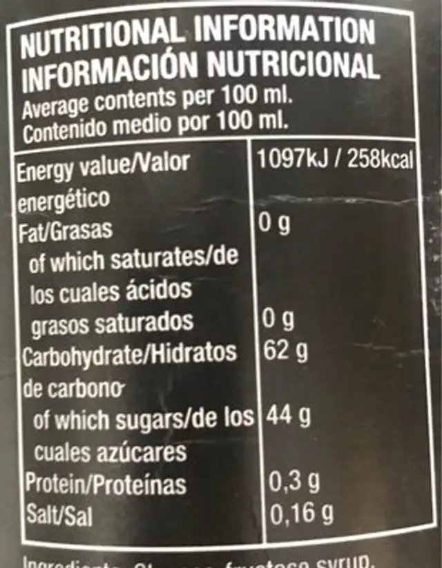 Crema Aceto balsamico di Modena nutrition facts table