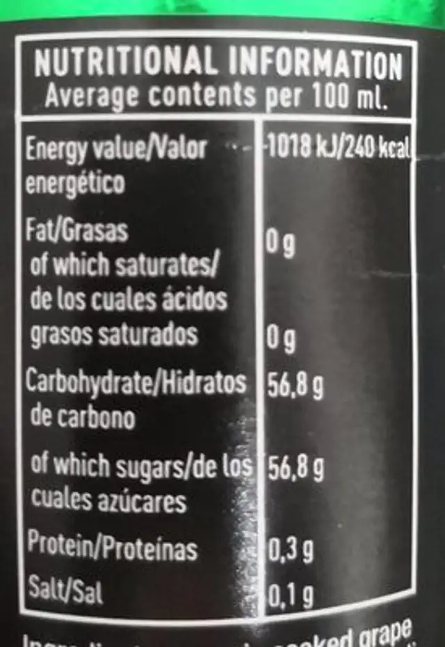 Glaze/crema aceto balsámico di moderna I.G.P nutrition facts table