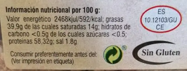 Morritos de cerdo nutrition facts table