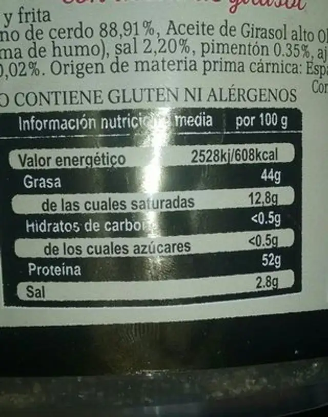 Pardon cuie avec de l'huile de tourne sol ingredients label