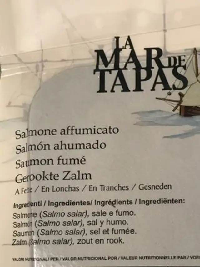 Saumon ingredients label
