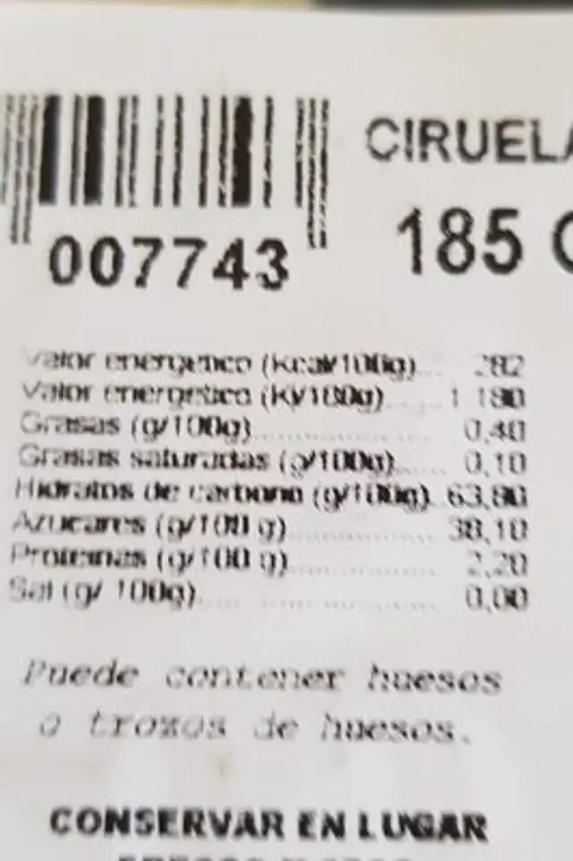 it ciruelas sin hueso nutrition facts table
