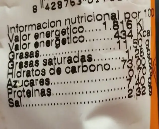 Kikos nutrition facts table