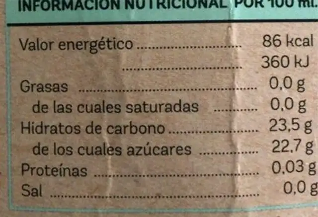 Polos bio nutrition facts table