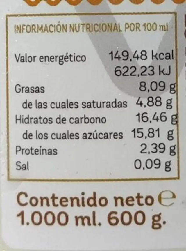 Helado carrot cheesecake con chocolate blanco nutrition facts table