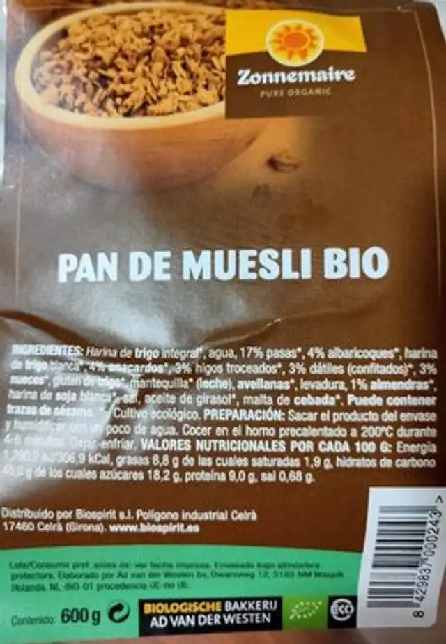 Pan de muesli bio