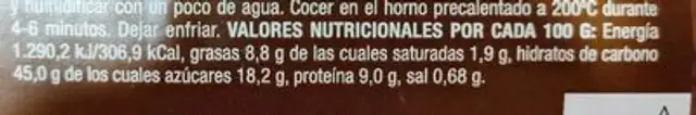 Pan de muesli bio nutrition facts table