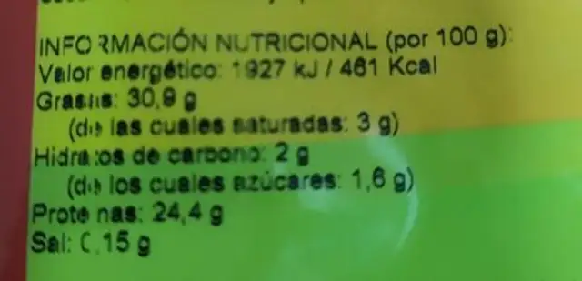 Linaza Marrón 500 G Bio nutrition facts table
