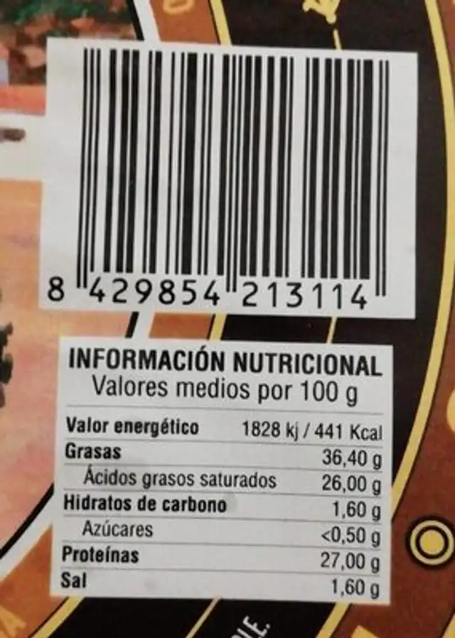 QUESO DE OVEJA nutrition facts table