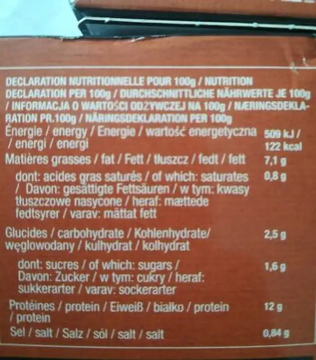 Calamares trozos en salsa americana nutrition facts table