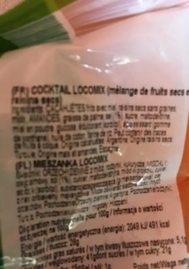 Loco mix ingredients label