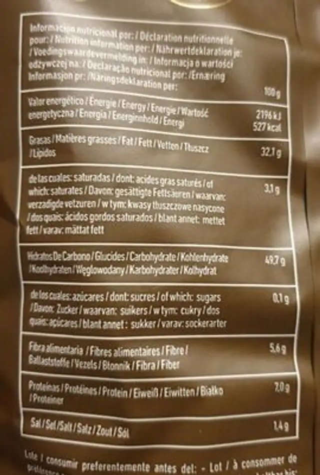 Truffa ! nutrition facts table