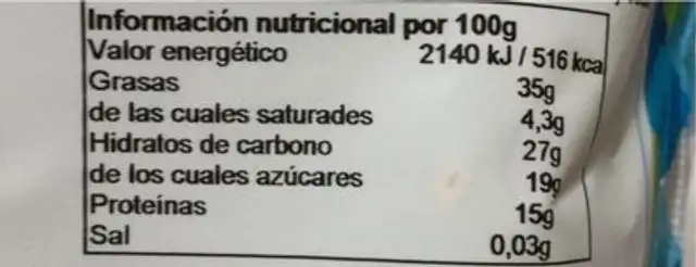 Mezcla semillas y arandanos eco nutrition facts table