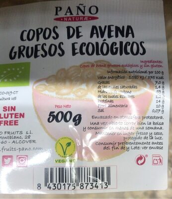 Copos avena gruesos ecológicos
