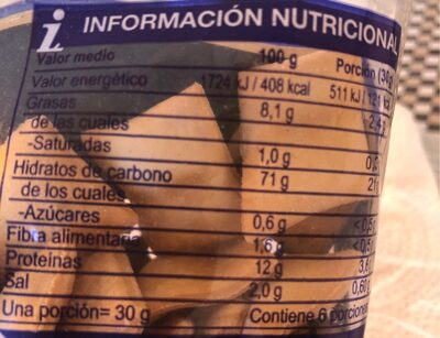 Regañas con aceite de oliva (10%) nutrition facts table