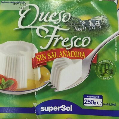 Queso fresco sin sal añadida