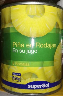 Piña en rodajas, en su jugo