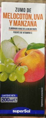 Zumo de melocotón, uva y manzana