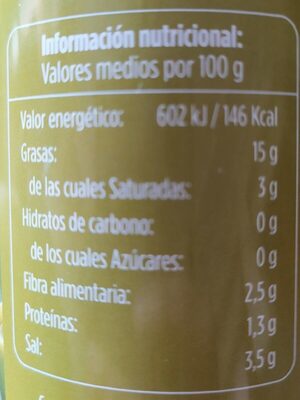 Aceitunas manzanilla rellenas de anchoa nutrition facts table