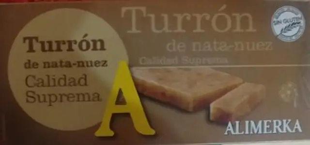 Turrón de nata nuez nutrition facts table
