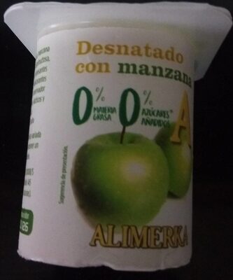 Yogur desnatado con manzana front packaging