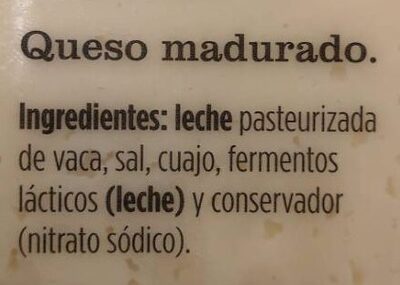 Havarti en lonchas ingredients label