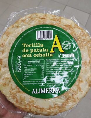 Tortilla de patata con cebolla front packaging