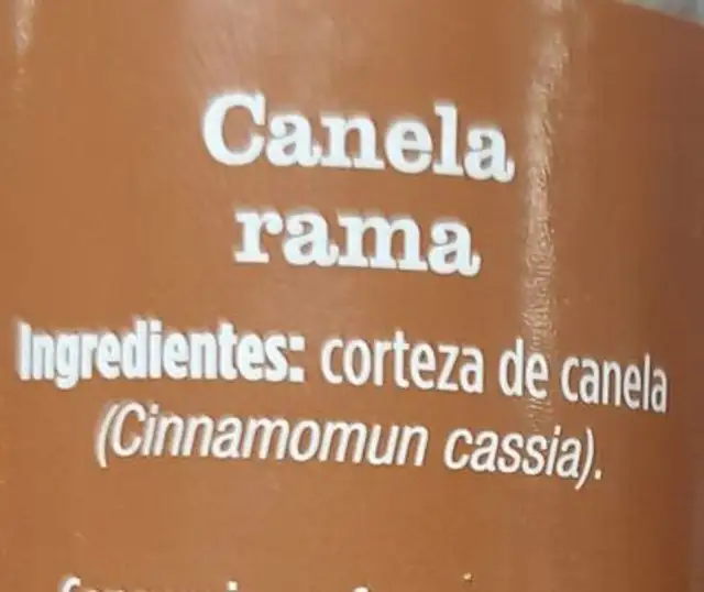 Canela rama nutrition facts table