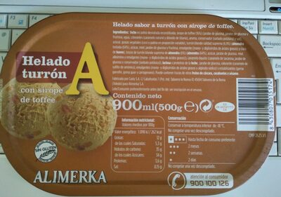 Helado de turrón con sirope de toffee