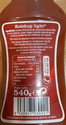 Unknown nutrition facts table