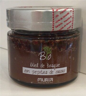Miel de bosque con pepitas de cacao front packaging