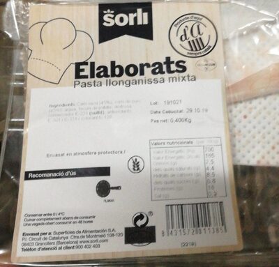 Elaborats pasta llonganissa mixta