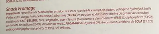 Snack fromage ingredients label