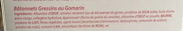 Batonnets gressin au romarin ingredients label