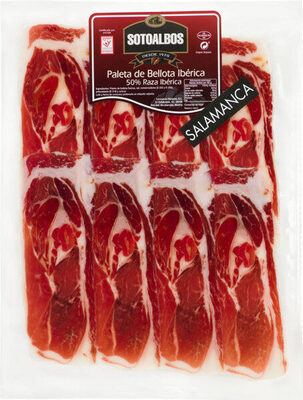 Paleta de bellota ibérica raza ibérica lonchas front packaging