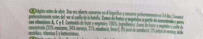 100%FRUTA & VEGETALES ingredients label