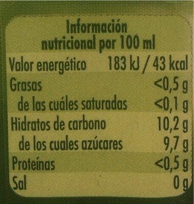 Zumo manzana nutrition facts table