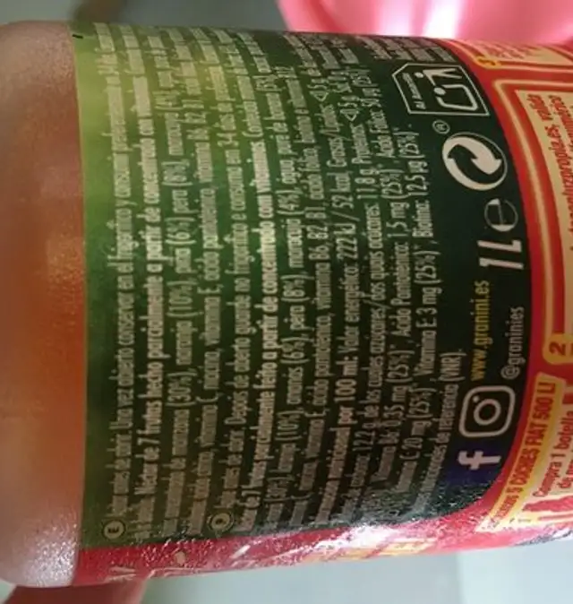 Cocktail tropical ingredients label