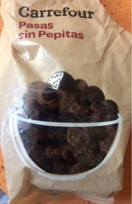 Pasas sin pepitas front packaging