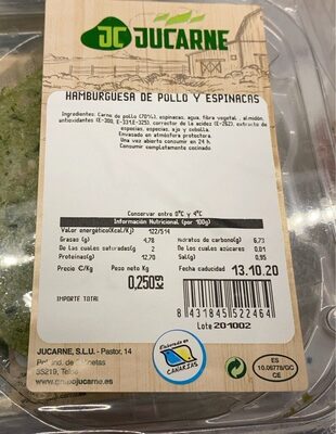 Hamburguesa pollo y espinacas