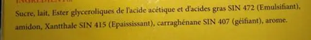 Mousse tiramisu ingredients label