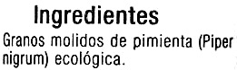 Pimienta negra molida ingredients label
