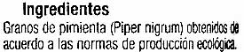 Pimienta negra grano ingredients label