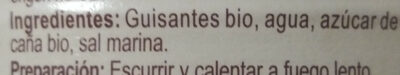 Petits pois très fins ingredients label