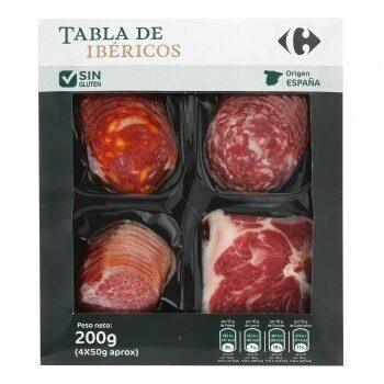 Tabla ibéricos (paleta+lomo+chorizo+salchichón) front packaging