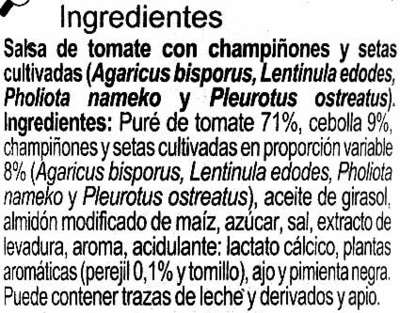 Salsa piamontesa ingredients label