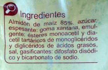 Preparado para pan y pastelería sin gluten ingredients label